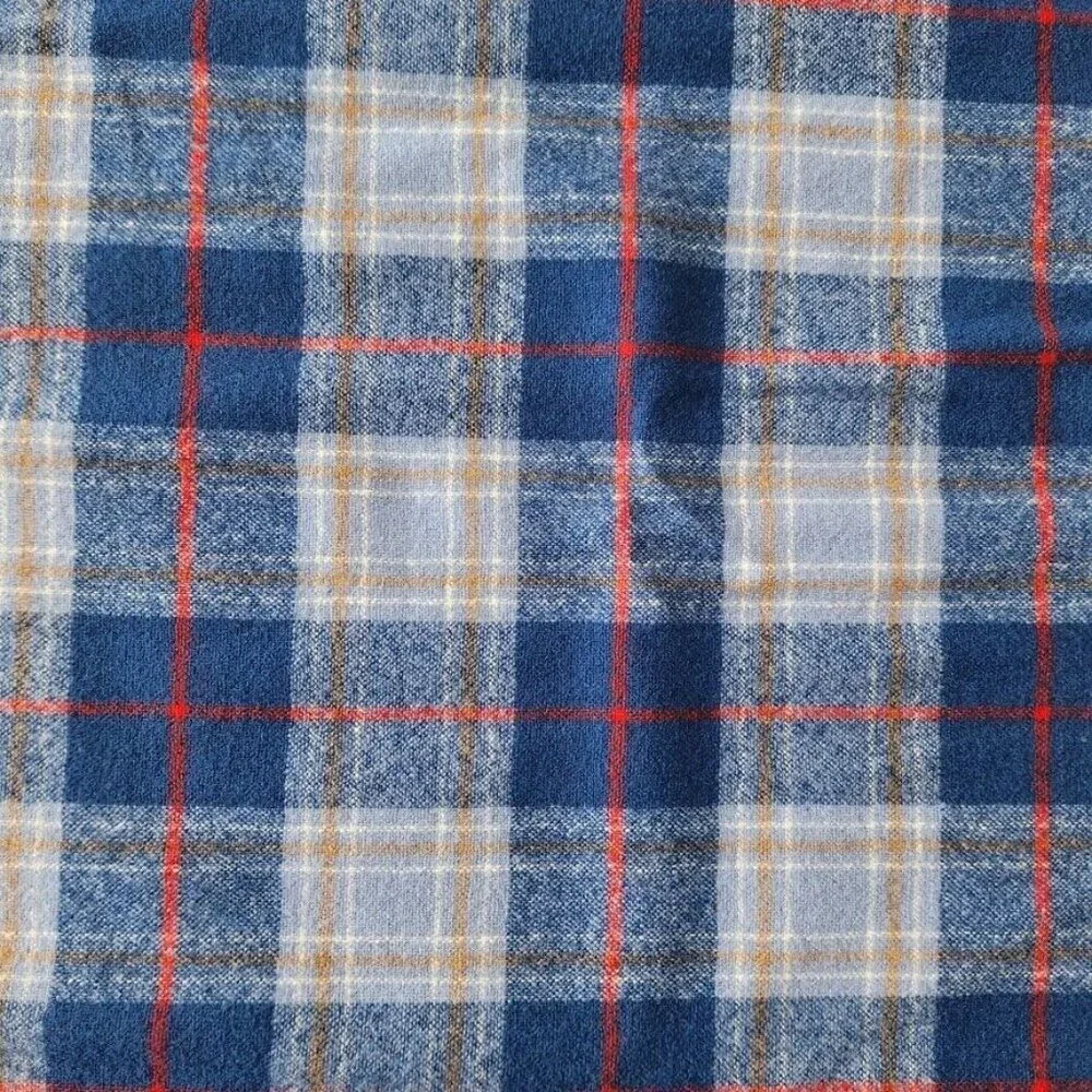 Vtg 90s Tartan Plaid Scarf Blue Red Yellow Fringe 12 x 60 Rectangle Cozy‎ Winter